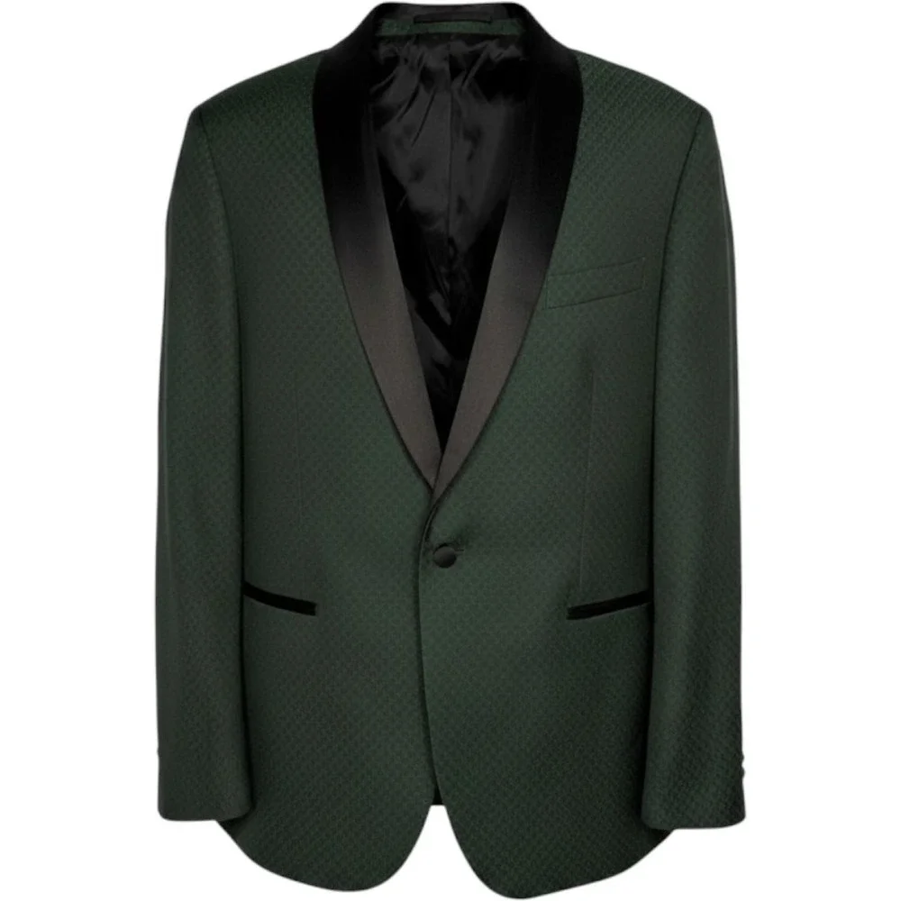 Perry Ellis Portfolio Palisade Green Textured Tuxedo Jacket Shawl Lapel 44R
